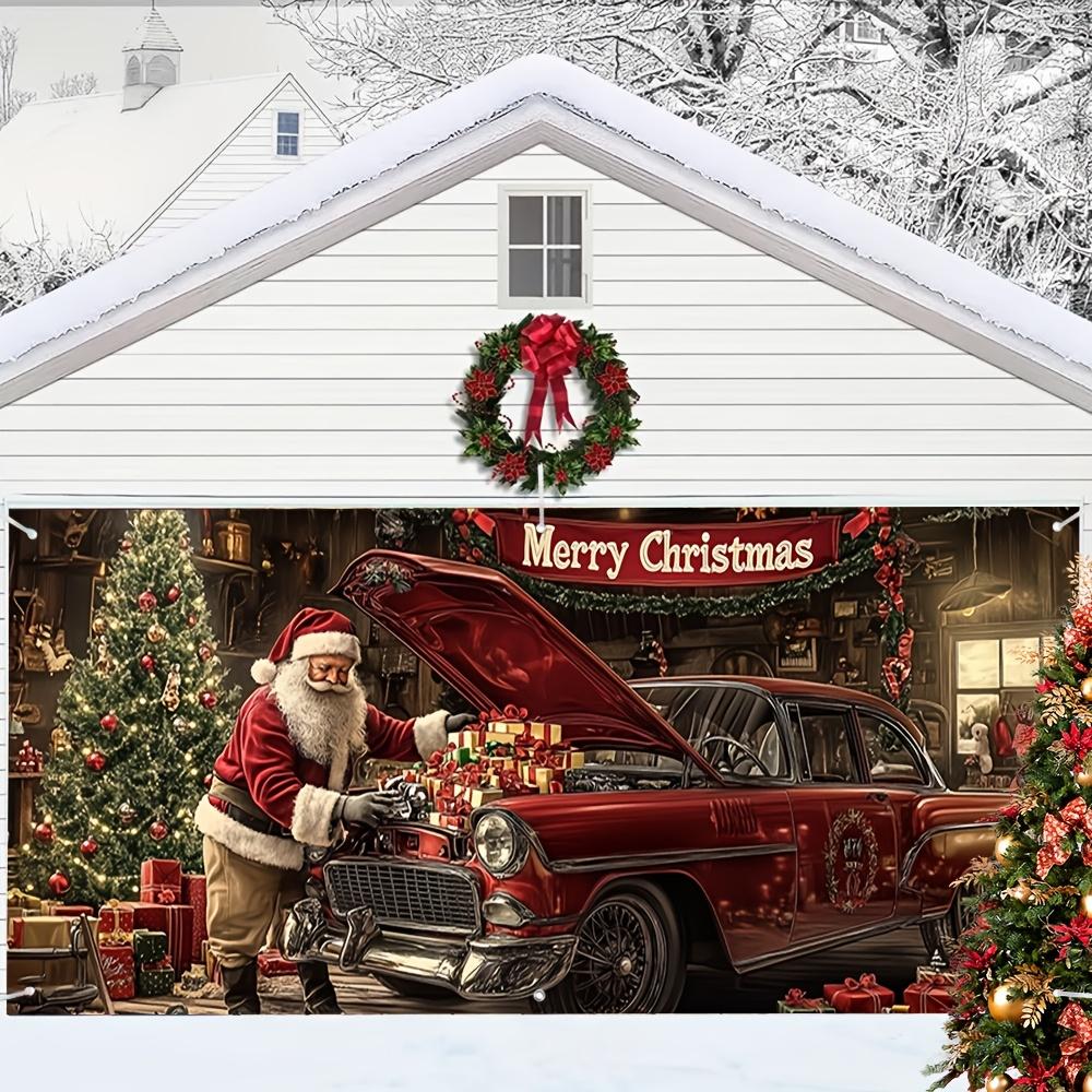 1 Piece Holiday Santa Car Repair Garage Door Cloth Strip - Durable 2D Graphic Printing