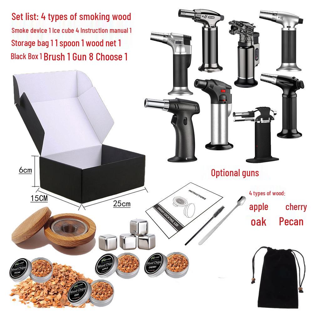 Набор для копчения коктейлей из дуба с щепой и крышкой