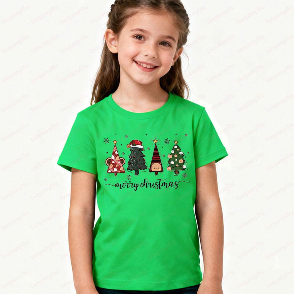 Fun Bubu Dudu Christmas Tree Children's Sports Shirt Kawaii Holiday Boys and Girls Casual T-shirt Cute Cartoon Printed Children's T-shirt