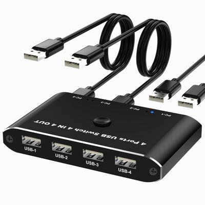 USB 4 4 USB-переключатель для 4 устройств 1 принтер с 4 4 1 клавиатурой USB USB PC 4 совместим с 4 USB-кабелями Руководство по эксплуатации на японском языке в комплекте Переключатель,