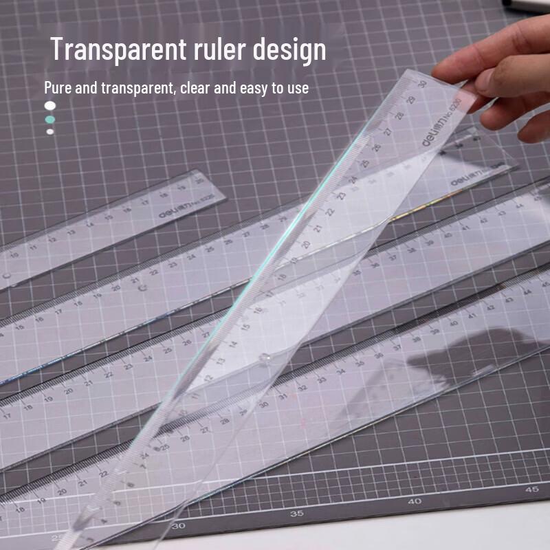 Deli 6220 20cm Transparent Straight Rulers (5-Pack)