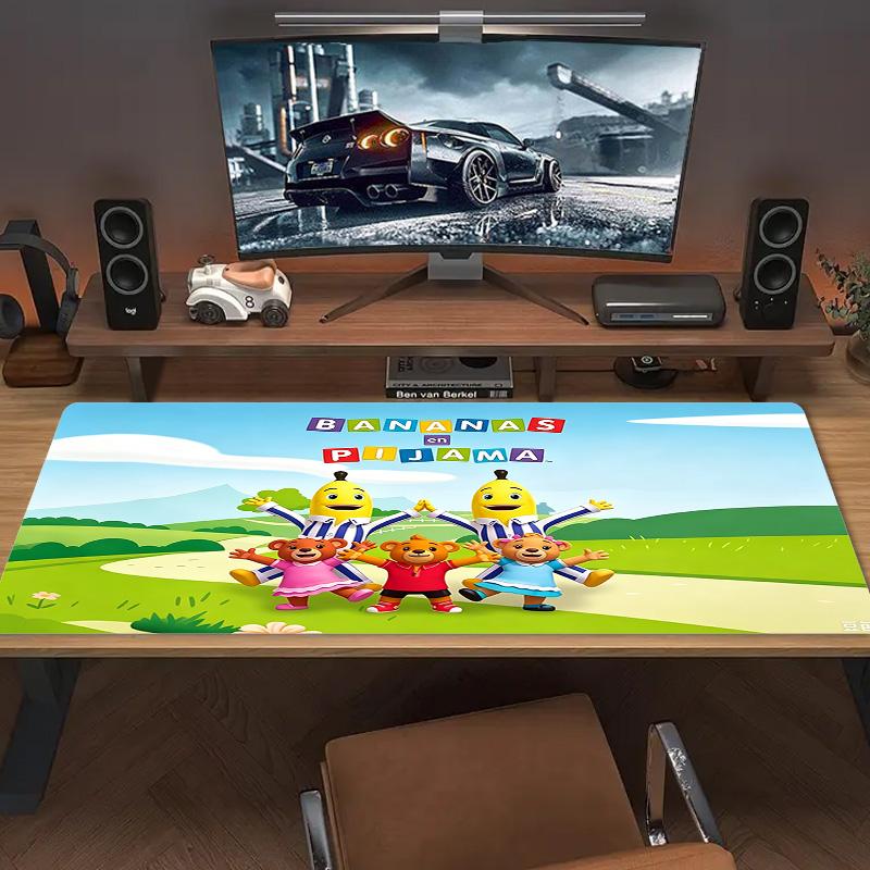 Bananas in Pyjamas Color Mouse Pad Large Gaming Table Cushion Non-slip Laptop Tablet Big Mousepad XXL Mat Mini PC Playmat With Lock edge