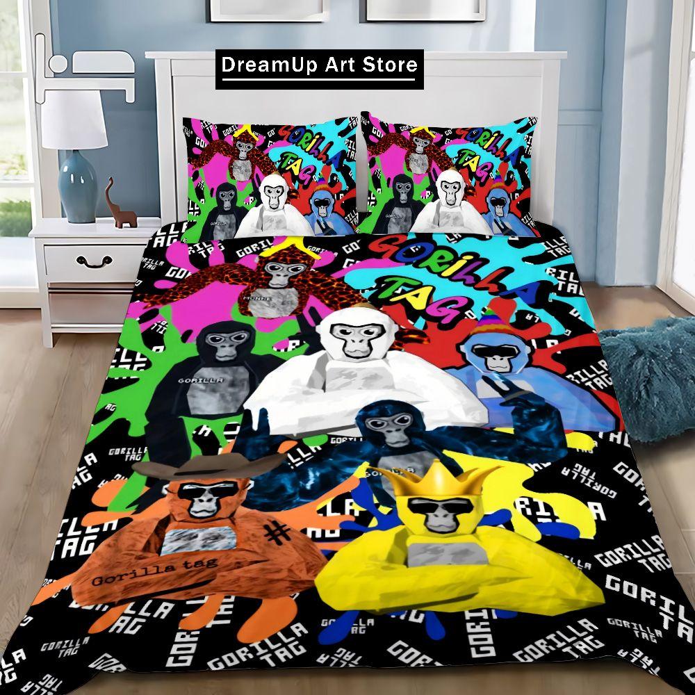 Мультфильм Новинка Крутая Горилла Игра Тег Пододеяльник Наволочка Постельное белье Комплект Взрослых Мальчиков Девочек Спальня Украшения Детей Подарок Один