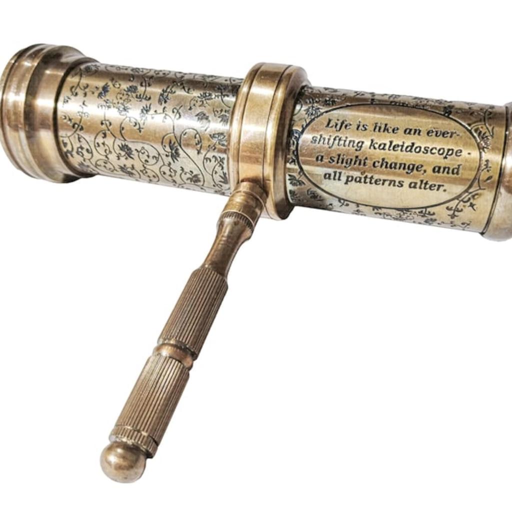 Personalized Classic Kaleidoscope, Brass Kaleidoscope with Wood Box Kids Toy, Engraved Wedding Gift, Creative Custom Gift Idea (3 Finishes)