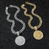 New Iced Out Justice Scale Pendant Necklace Alloy Gold Plated Full Rhinestone Cuban Chain Hip Hop Lawyer Attorney Symbol Jewelry