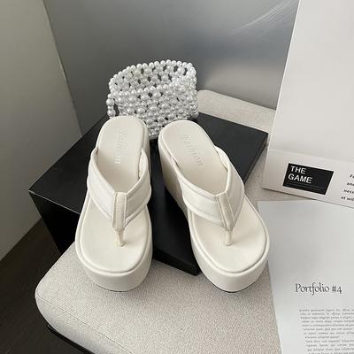 Джинсовые шлепанцы на танкетке женские летние новые удобные на толстой подошве-маффин женские сандалии больших размеров