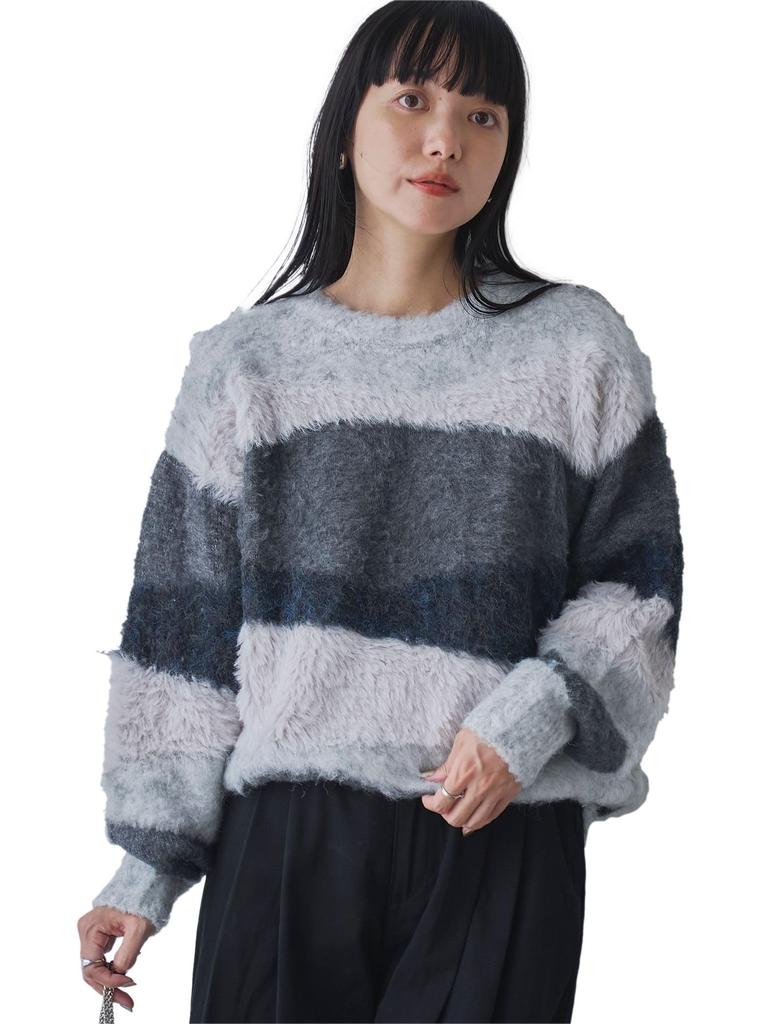 Cohen Mixed Yarn Color Block Knit 76306460216 1900 DK.GRAY(19) FREE