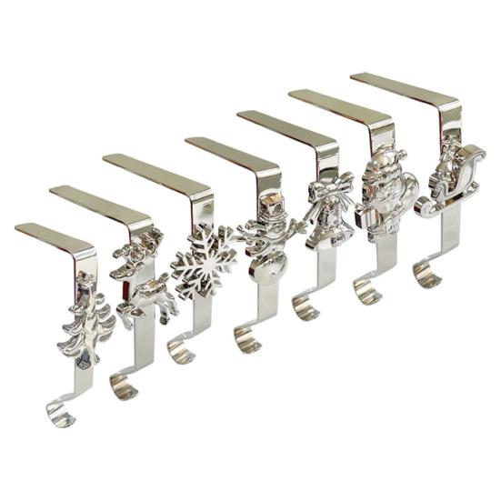 7 шт./набор Рождественские крючки для чулок Каминная полка Рождественский держатель для чулка Праздничные вешалки для чулок для подвешивания венков, украшений, подарков