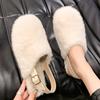 Fashion Women Flats Fur Mules Shoes Fashion Casual Slippers 2025 Winter New Home Shoes Cozy Designer Flip Flops Walking Mujer Zapatillas