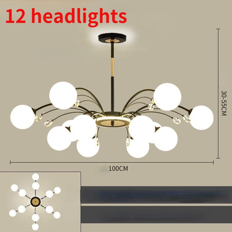 Nordic LED Chandeliers Indoor Glass Living Room Dining Bedroom Lighting Modern Hanging Ceiling Copper Lamp