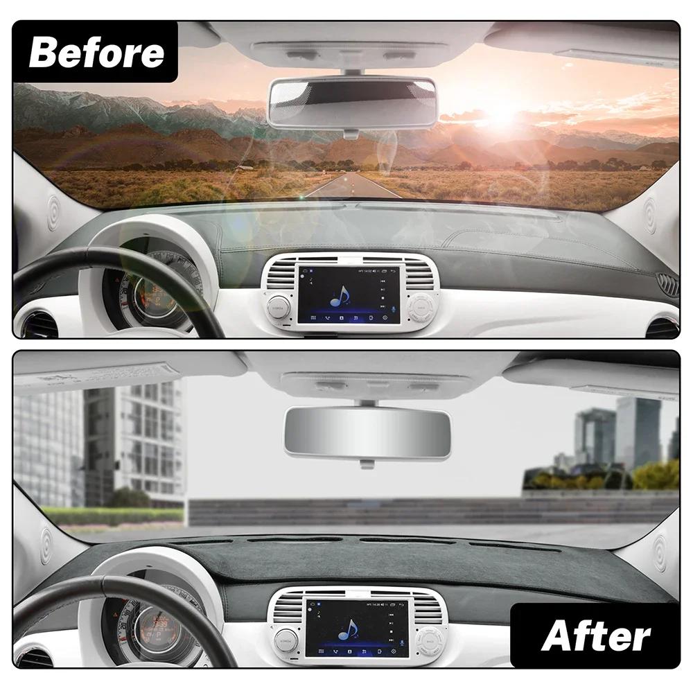 For Fiat 500 2008-2023 Abarth 595 2012-2023 LHD RHD Flannel Dashmat Dashboard Sunshade Carpet Pad Interior Decor Parts