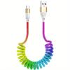 3A USB Type C Fast Charger Cable Spring USB Charging Cable Free Length Nylon Braided Charger Cord For Samsung/Xiaomi Car Mobile Fast Charging