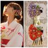 Кисточки Японский кимоно Головной убор Цветок Кисточка Веер Заколка для волос Простые девушки