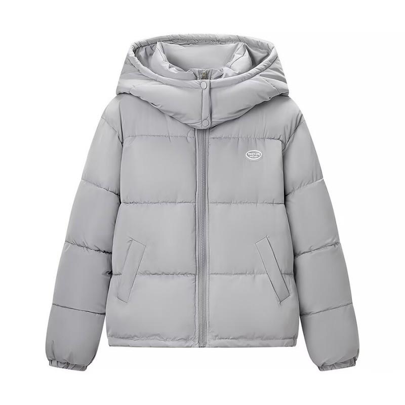 Womens Winter Puffer Coat Thick Hooded Cotton Jacket Solid Color Streetwear Warm Outerwear S M L
