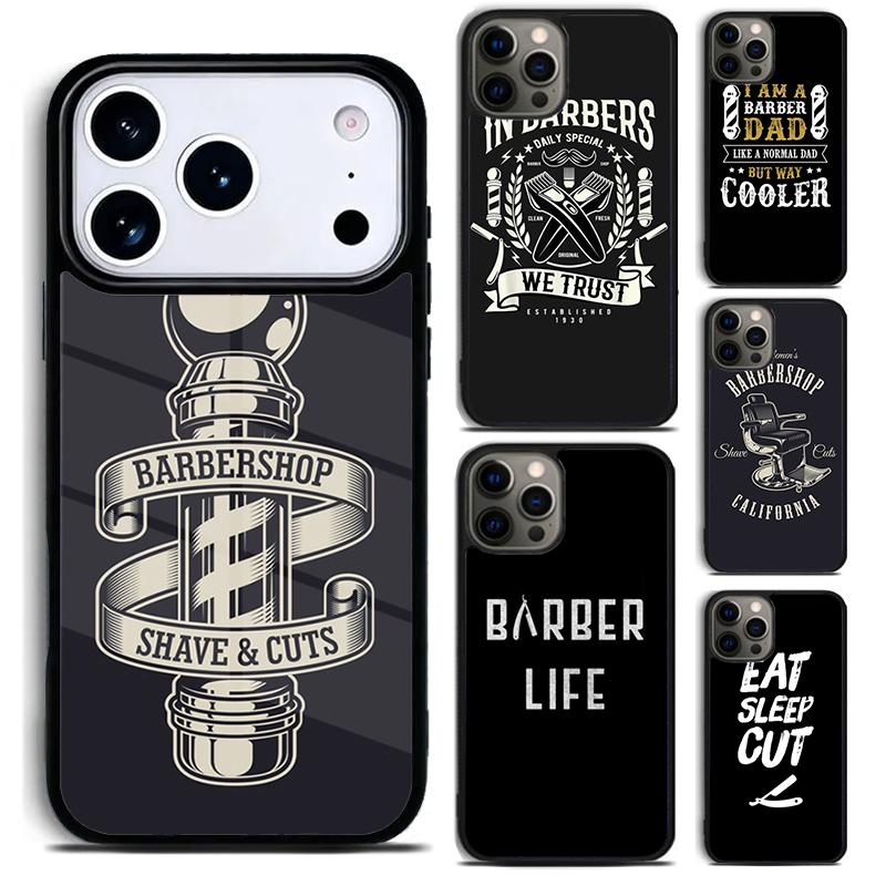 Barber Life Vintage Retro Phone Case For iPhone 17 16 15 14 13 12 11 Pro Max Plus 17Air Soft Silicone Cover
