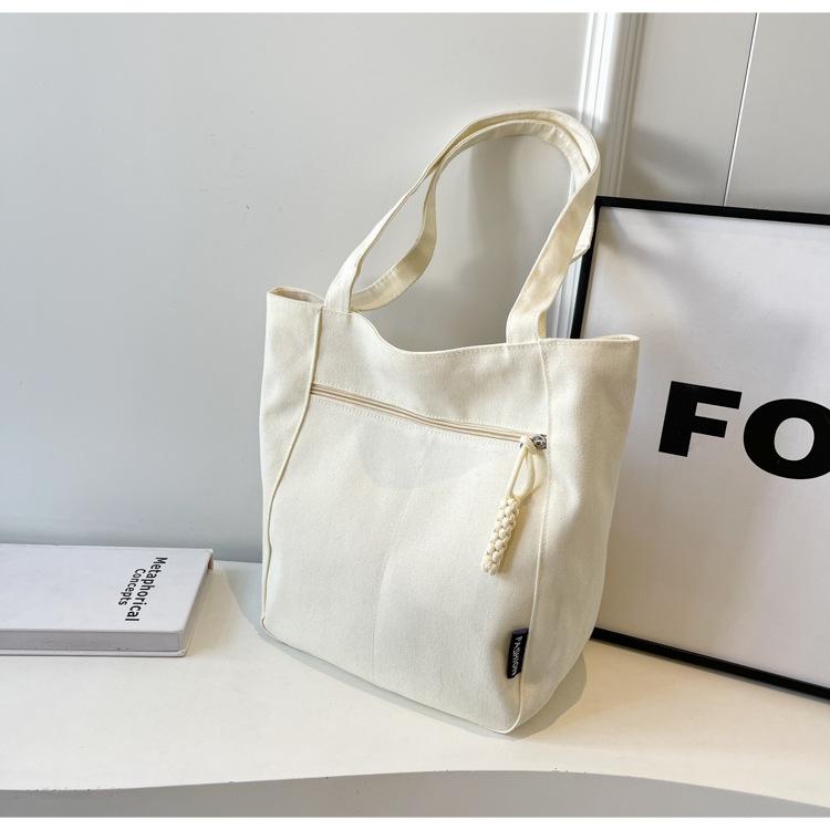 Casual Minimalist Shoulder Bag Large Capacity Niche Solid Handbag High Quality Preppy Style Commuting Versatile Canvas Bag