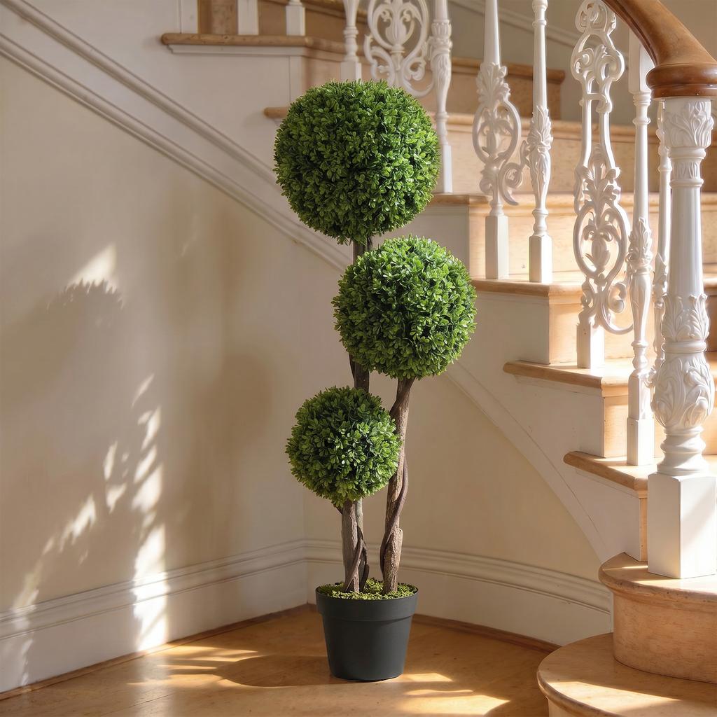 Artificial Boxwood Tree, Artificial Plant, Realistic Look, Outdoor, Green + Black
