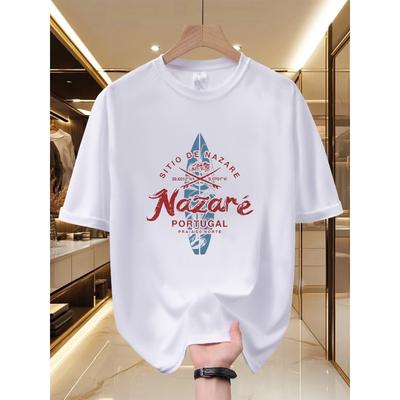 Мужская футболка Nazare Surf - Легкая, дышащая, с круглым вырезом, короткий рукав, летняя пляжная одежда, повседневный стиль серфинга