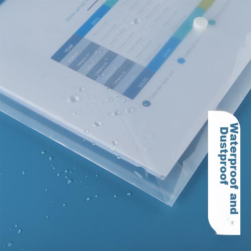 A4 File Folders, Transparent Document Folders with Button Closure, 20 Pieces, Financial Waterproof Pouches, Contract Documents, Invoices