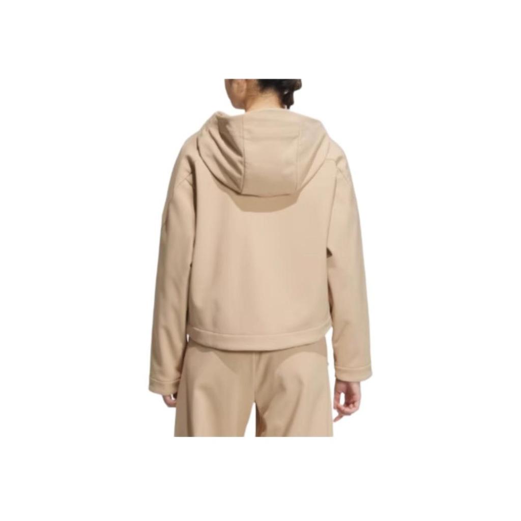 Adidas Casual Series Hooded Fashion Versatile Warm Jacket Women Jacket Warm-Sand JM8859