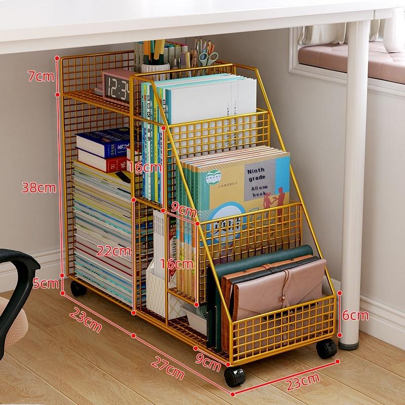 Регулируемая мобильная подстольная книжная полка-органайзер, многослойная тележка для хранения на колесиках для офиса, домашней книжной полки