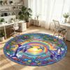 Ocean Sea (162) Theme Round Crystal Velvet Rug Custom Name Text Personalized Floor Mat Home Decor Non Slip Crystal Carpet