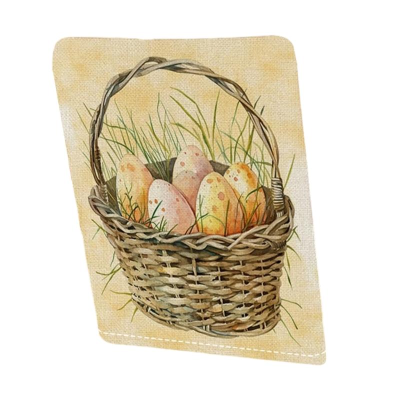 Holiday Inspire Easter Rabbits Print Plush Dining Chair Slipcover Dustproof for Home and Party Decoration