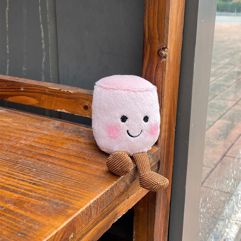 Cute Two-Color Marshmallow Plush Toy Keychain Cartoon Soft Stuffed Doll Pendant Car Key Ring Backpack Bag Decor Kid Gift