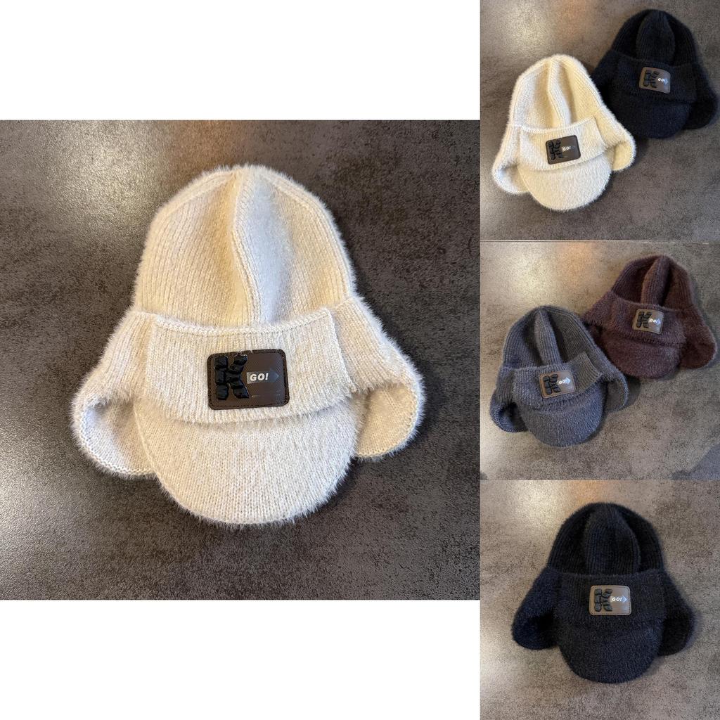 Mens Faux Mink Knit Hat With Letters For Winter Casual And Snow Day Outings