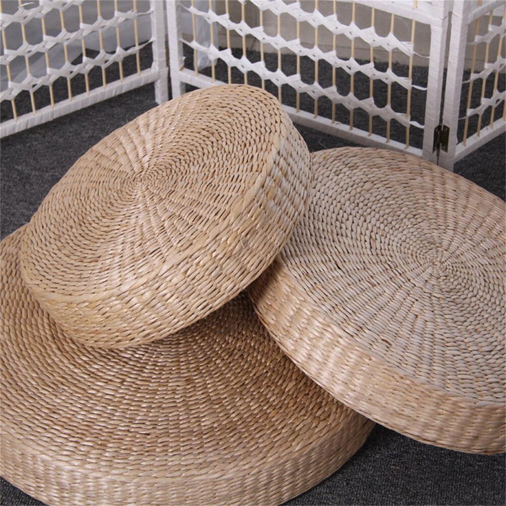 Straw Cushion Floor Meditation Woven Japanese Yoga Pad Round Room Paddedworship Weave Flat