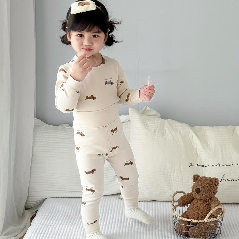 25 Стилей Детский Хлопковый Комплект Нижнего Белья с Завышенной Талией для Мальчиков и Девочек - Защита Животика, Бесшовный, Теплая Осенне-Зимняя Домашняя Одежда