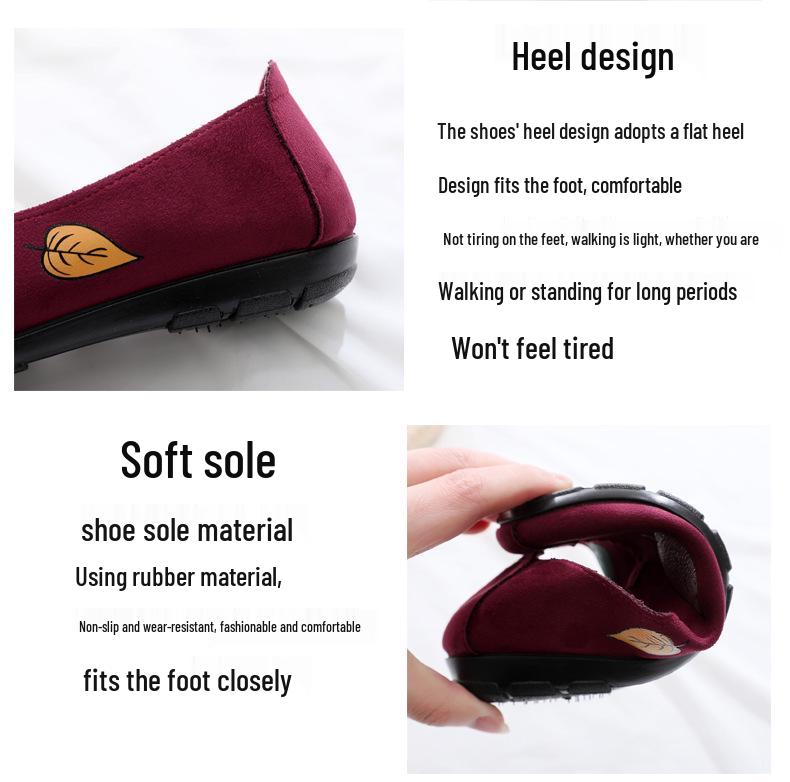 Women's Old Beijing Soft Sole Cloth Shoes, Non-Slip, Casual, Plus Size 34-42, Ideal for Spring and Autumn, Perfect for Middle-Aged and Elderly.