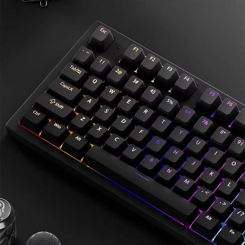 126 Keys Black Custom Double Shot Shine Through Keycaps RGB Backlit PBT Keycaps Cherry Profile for MX Switches Gaming Keyboard