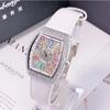 Luxury Diamond Crystal Women Watches Colorful Rectangle Dial Leather Quartz Watch Clock Unique Design Wristwatch