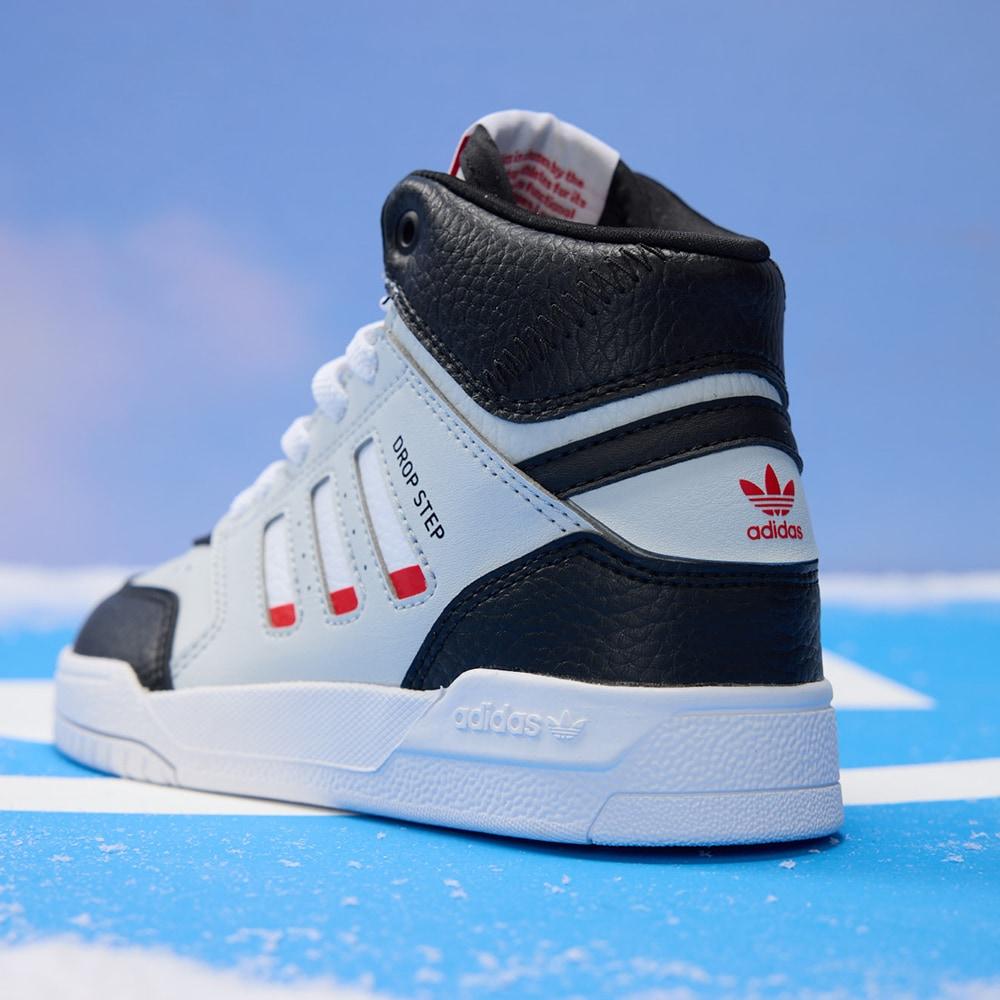 adidas Оригинальные кроссовки Originals Drop Step El J в трендовом повседневном стиле со средней высотой голенища для детей, кеды для скейтбординга для детей, черно-серые HP7798