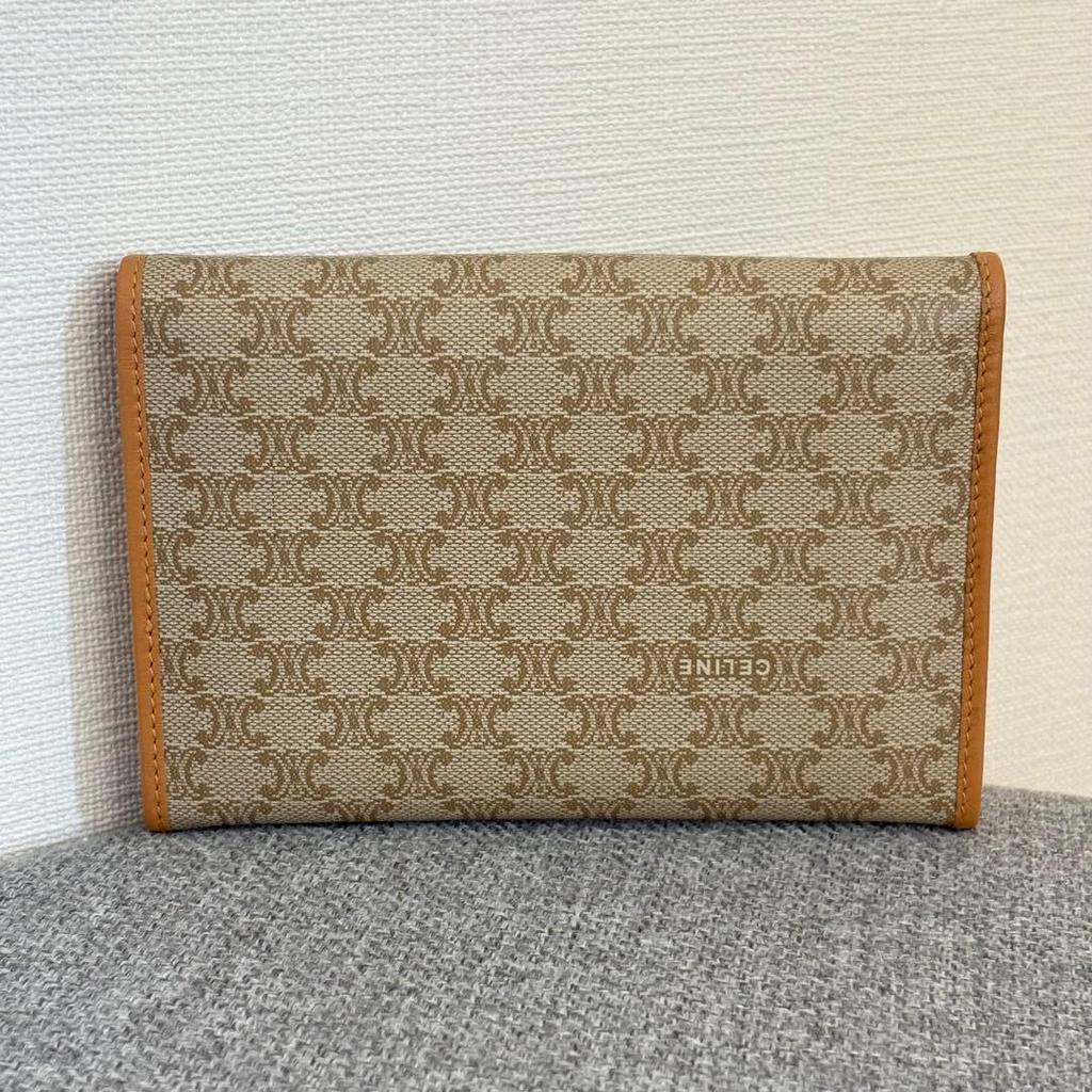 Used 【Excellent Condition】Celine Macadam PVC x Leather Bi-fold Wallet, Beige Tones cw553