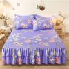 New Princess Printed Double Layers Bed Skirt Non-slip Mattress Cover Home Bedroom Soft Bedspread Bed Skirt Bedsheet Bed Cover