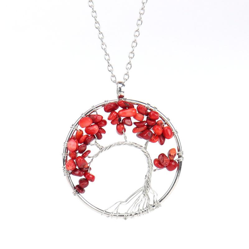 Hand Winding Bending Tree Of Life Necklace Natural Irregular Gravel Crystal Necklace N80