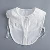 Embroidery Floral Lapel Fake Collar for Womens Half Shirt Blouse Tops Shirt Detachable Collar Sweater Lapel False Collar