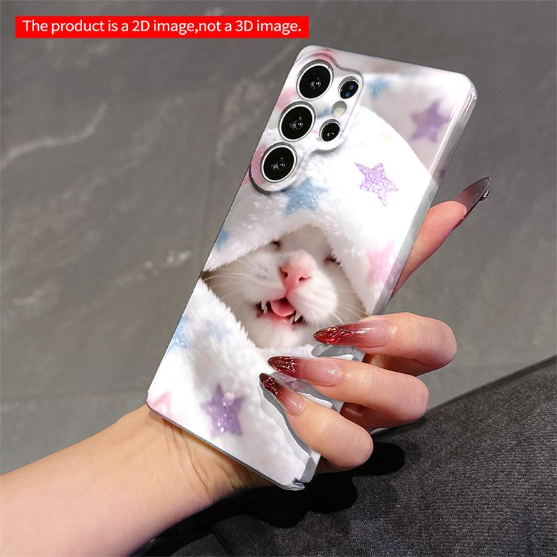 2DFlat Samsung phone case Starry Blanket Cat Snuggle Applicable to Galaxy S23 S24 S25ULTRA S26 A12 A14 A15 A16 A54 A55