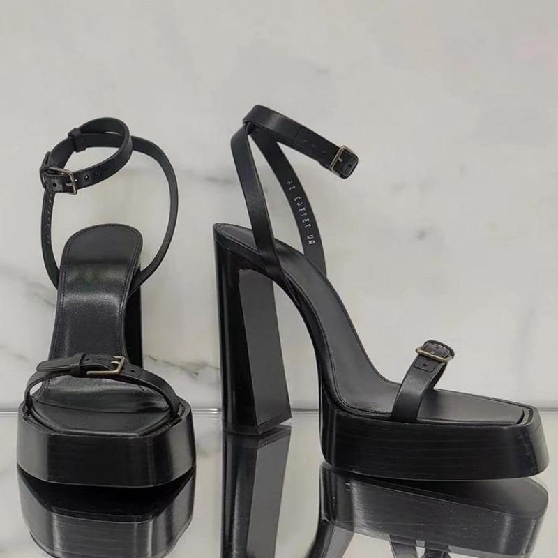 Горячая Распродажа 2025 Новые Летние Женские Сандалии Высокий Каблук Эспадрильи Платформа Ремешок с Пряжкой Высокий Каблук Лакированные Модные Стразы