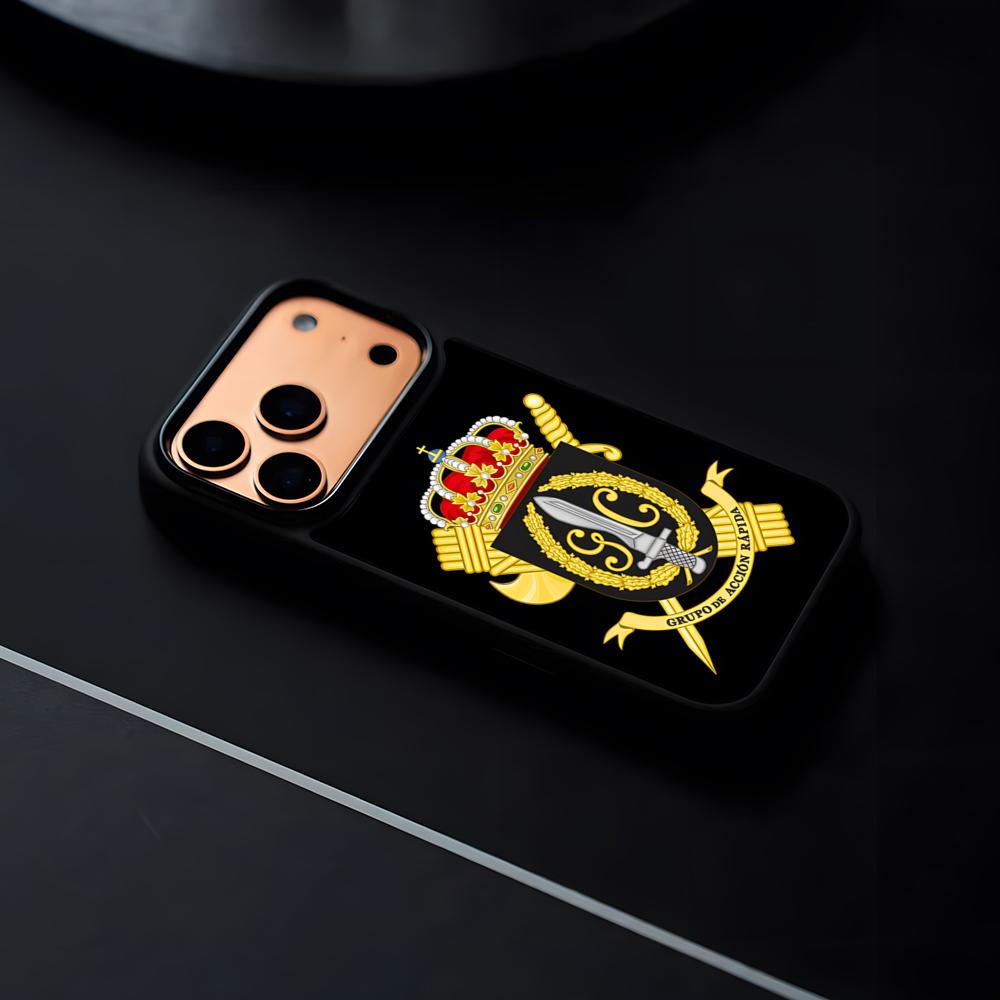 Spanish Civil Protection Badge Phone Case For IPhone 17 16 15 14 13 12 Pro Max Plus Black Frame Hard Shell