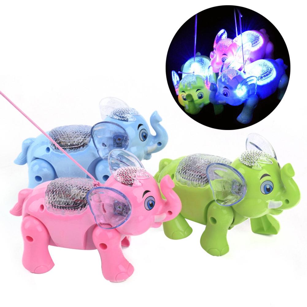 Lighting Musical Walking Funny Funny Animal Elephant With Leash Kids Toy