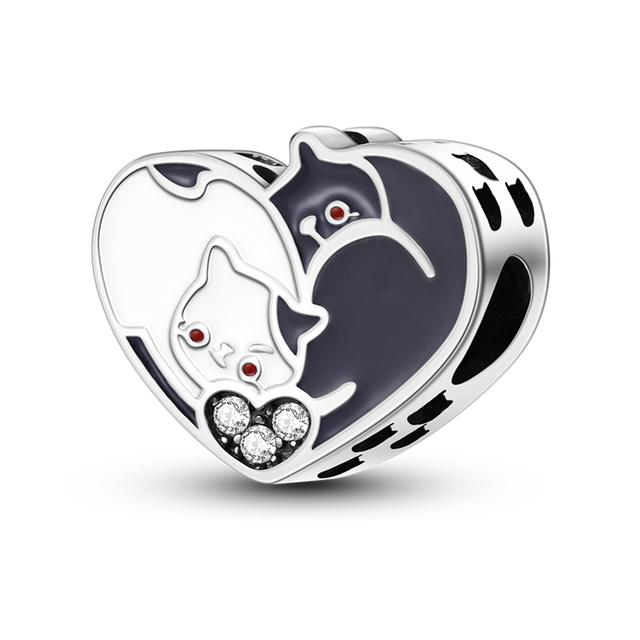 Подвески Plata Charms Of Ley 925 Elephant Katty Car Coffee, подвески, подходят для оригинального браслета Diy