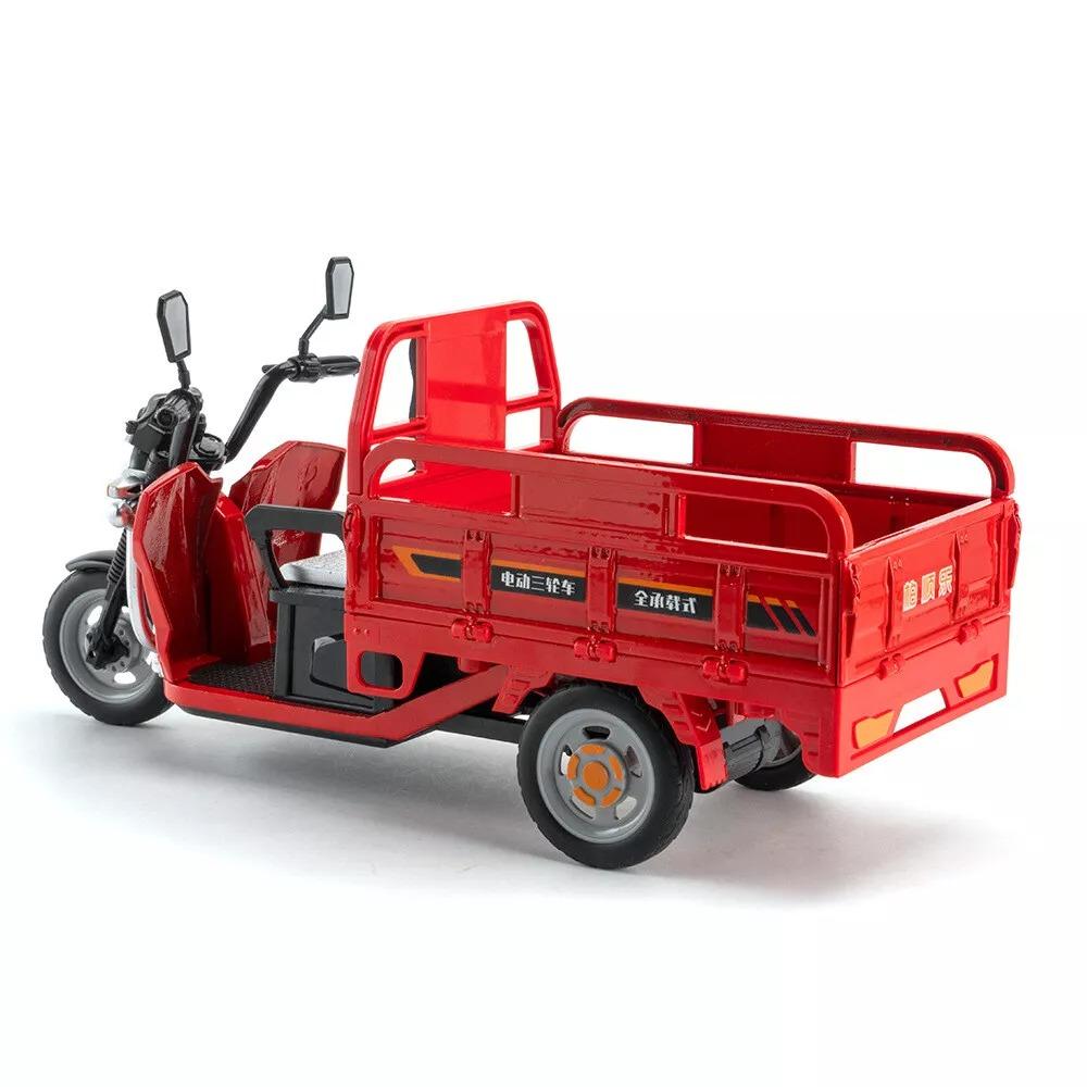 1/12 Электрический трехколесный велосипед Модели машин Игрушки Литой металлический корпус мотоцикла Резиновые шины Звук Свет инерционный механизм Игрушки Подарки для детей