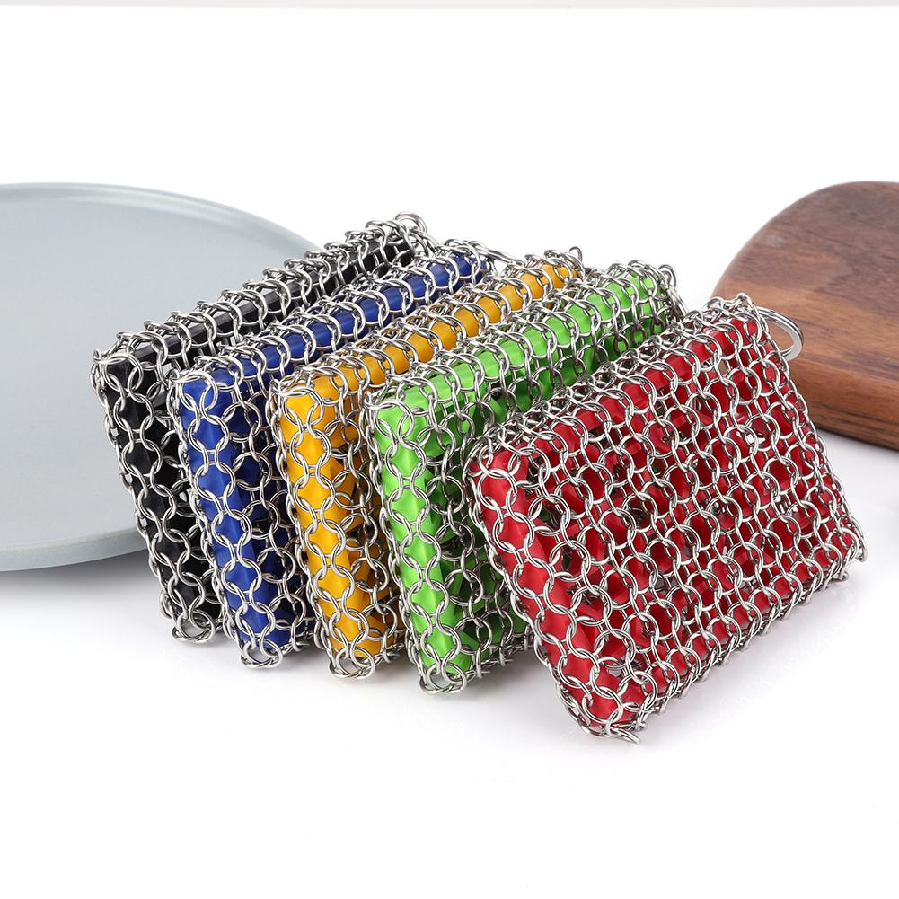 Скребок из нержавеющей стали и чугуна, кольчуга для чугунной сковороды, кольчужный скребок, чугунная губка, металлическая губка