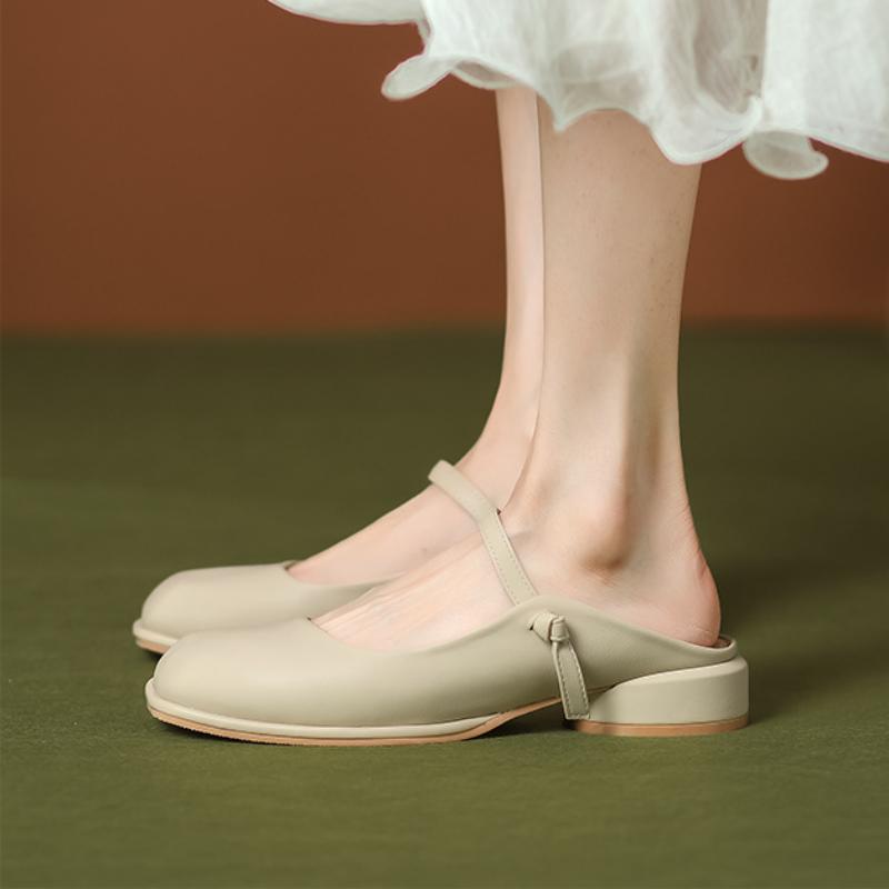 Французские туфли на толстом каблуке, маленькие кожаные туфли 2024 года, новые модные простые универсальные повседневные туфли в стиле ретро, осенние, удобные туфли на высоком каблуке
