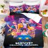 KPop Demon Hunters Аниме 100% Полиэстер Комплект постельного белья Комплект пододеяльника Печатный Мультяшный Домашний Декор