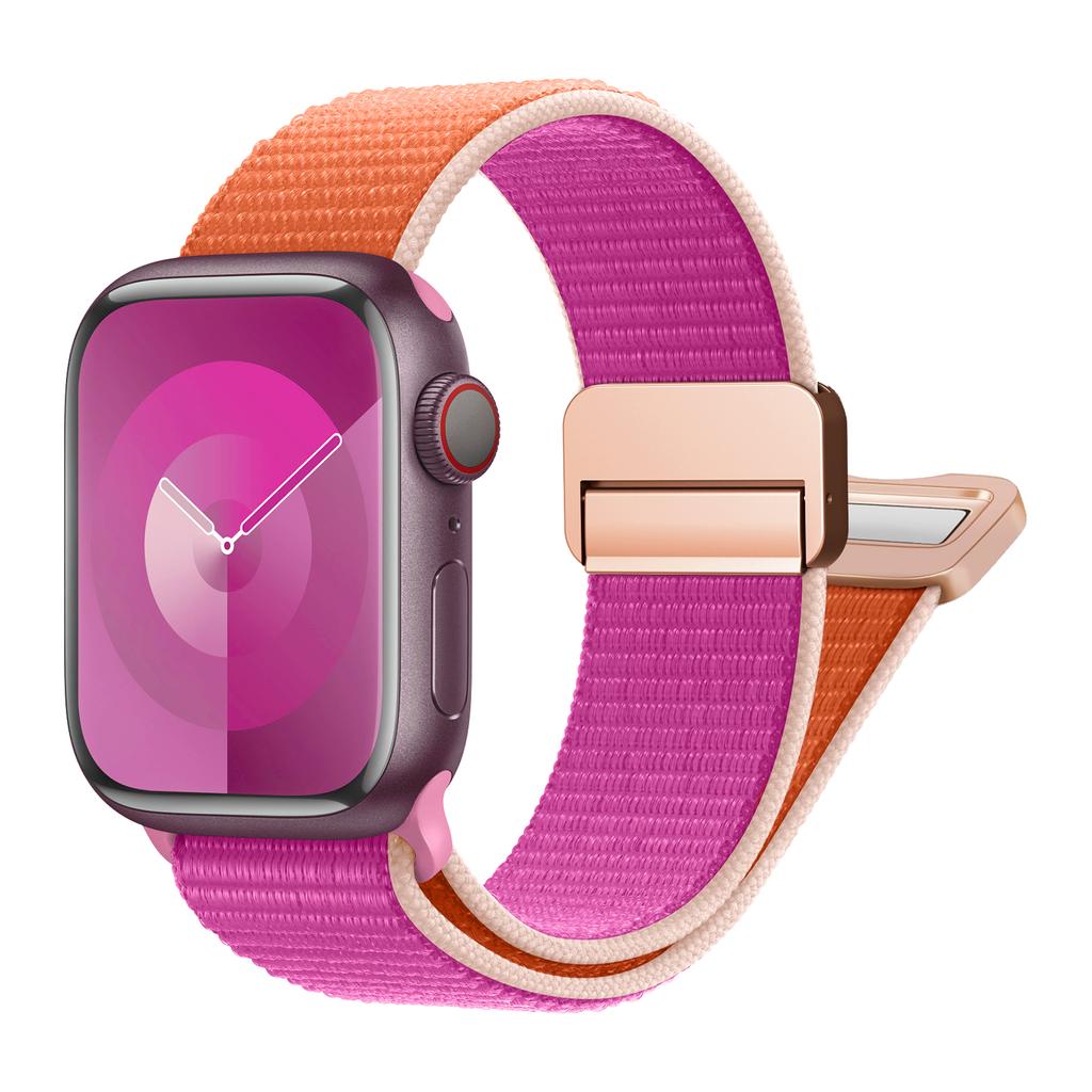 Nylon Loop Strap for Apple watch band 40mm 45mm 44mm 49mm 41mm 38mm 42mm Magnetic bracelet iWatch series 9 8 7 6 5 3 ultra 2 se