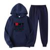 Women Hoodie Set Good Wife Good Girlfriend Hoodie Set I Love My Boy Friend Letter Print Design Hooded Top+ Loose Sweatpants Set